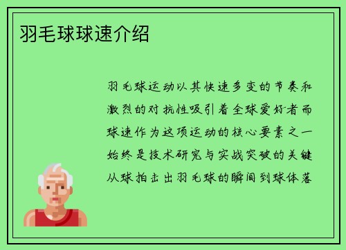 羽毛球球速介绍